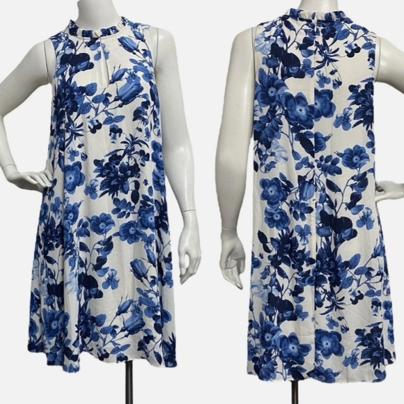 Ivanka Trump Dresses & Skirts - IVANKA TRUMP, Blue Floral Midi Dress (A- line Dress)